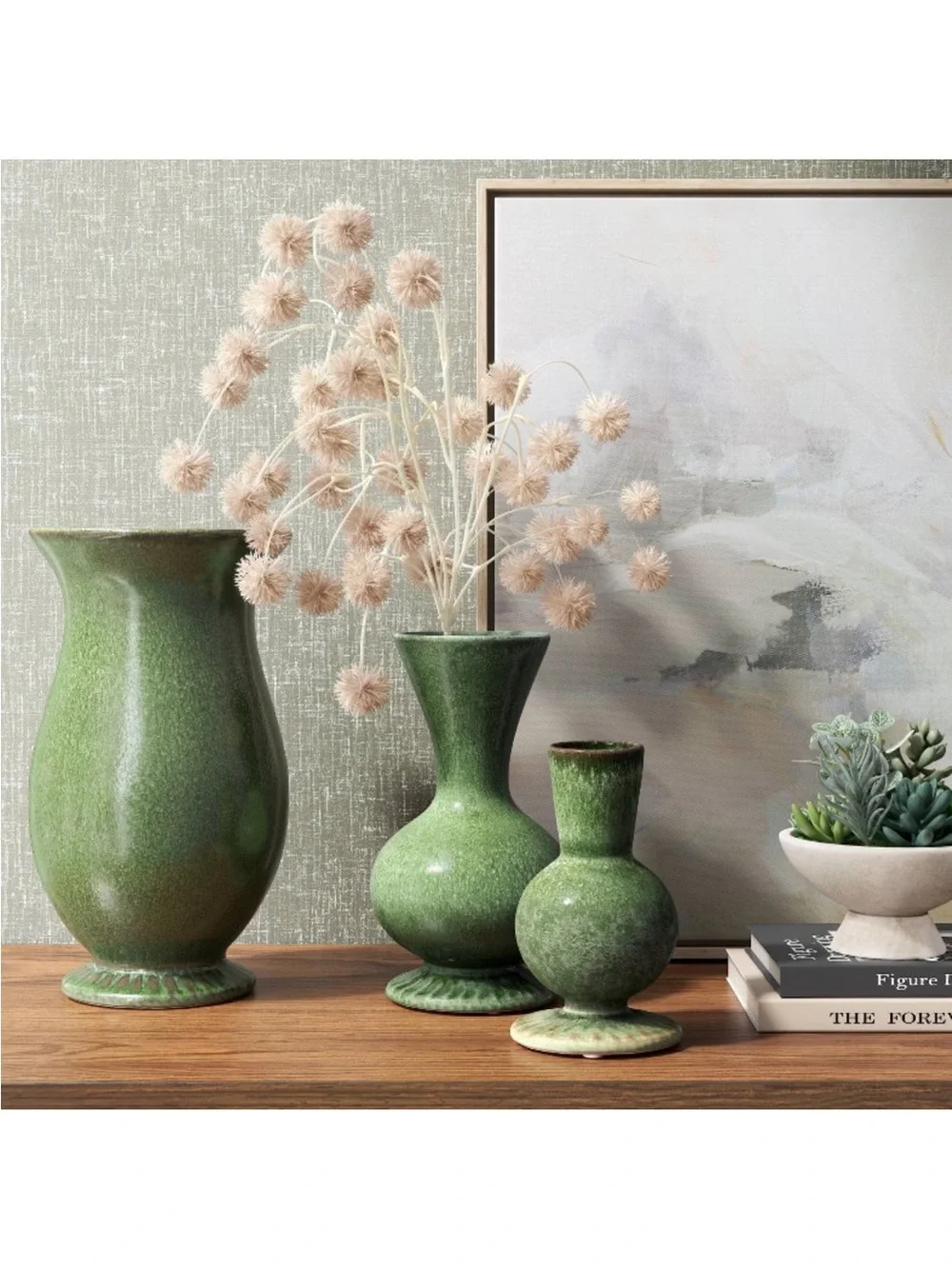 Tall Glazed Ceramic Vase Green - Threshold™